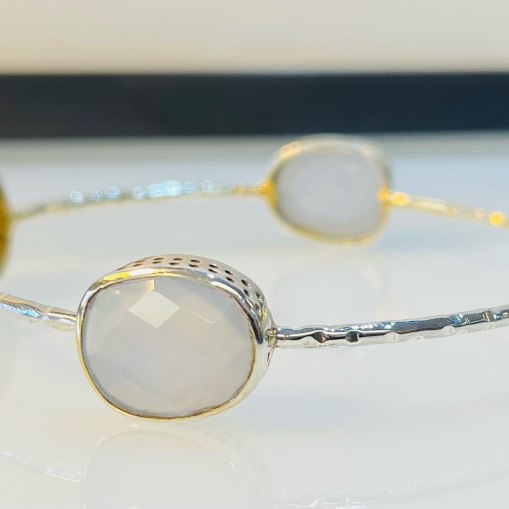 Sterling Blue chalcedony Bezel bracelet
